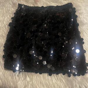 No Boundaries Black Sequin Bubble Mini Skirt